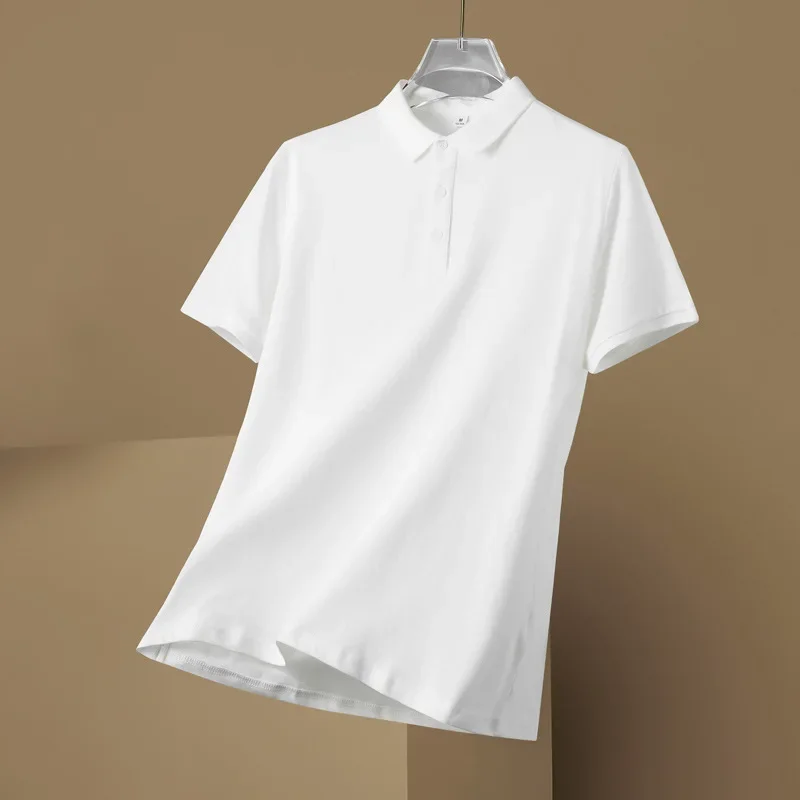 Модная однотонная рубашка-поло с воротником-стойкой мужская повседневная
