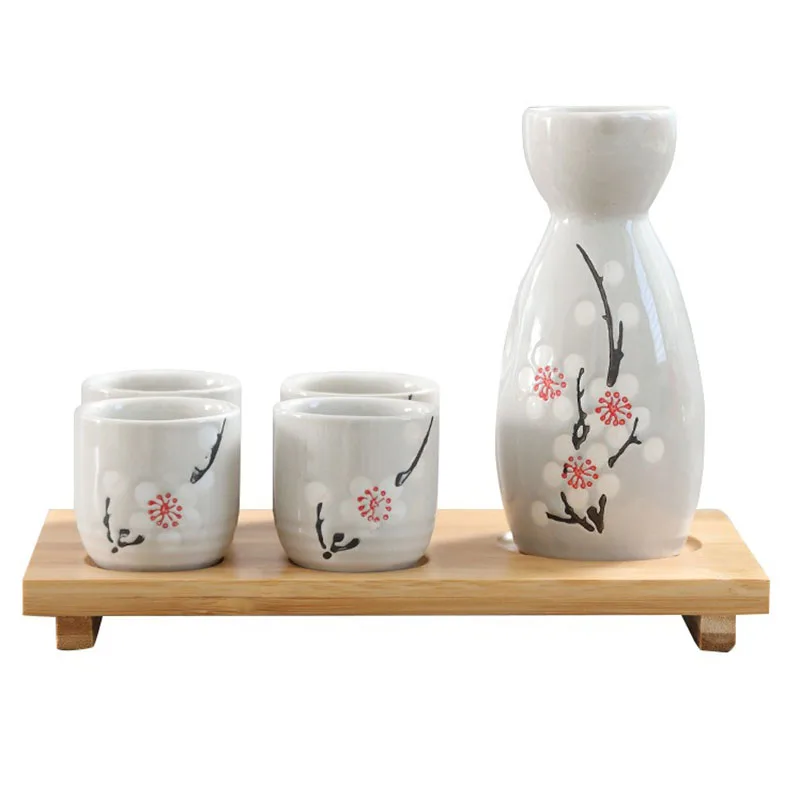 

Sake Set Traditional Red Sake Cup Ceramic Wine Decanter Dispenser Vintage Soju Cup Yellow Wine Cups Home Kitchen Accessories