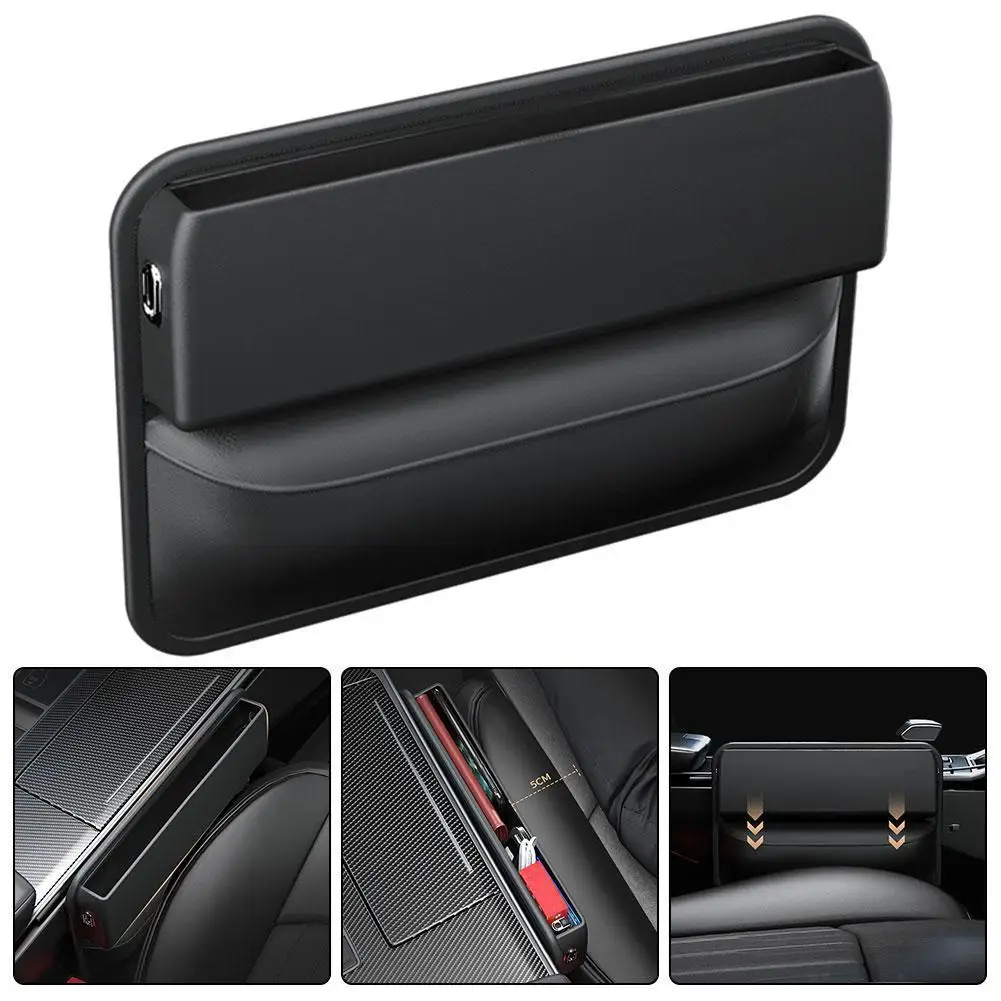 

PU Leather Car Console Side Seat Gap Filler Front Seat Organizer For Cellphone Key Coins Stop Dropping Between Seats