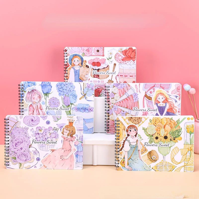 Release Paper A5 Journal Book Wholesale Cute Loose-Leaf Journal Book Set Coil Book Good-Looking Cute Pretty Girl Journal Book