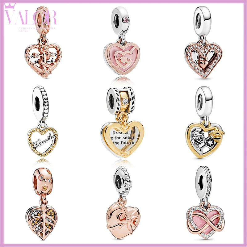 

Advanced Version Fashion Brand New Silver 925 Pink Dear Friend Festive Love Bee Anchor Head Fashion Style Hanging DIY Pendant