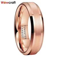 6mm fashion dropshipping jewlery men women rose gold wedding band tungsten trendy engagement ring brushed factory wholesale