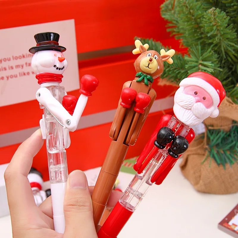 

24 шт./партия, новогодние шариковые ручки с Санта-Клаусом, снеговиком