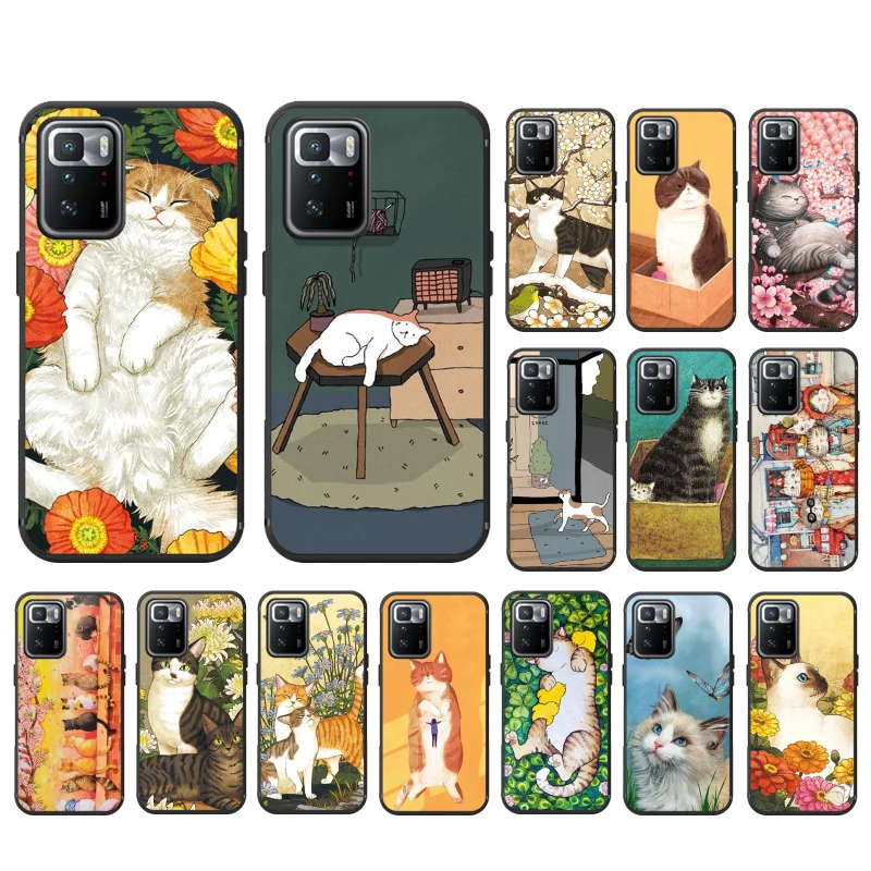 

Phone Case For Xiaomi Redmi Note 12 Pro 11S 11 10 Pro 9Pro Note9 10S Redmi 10 9C Cartoon Cats Cat Case