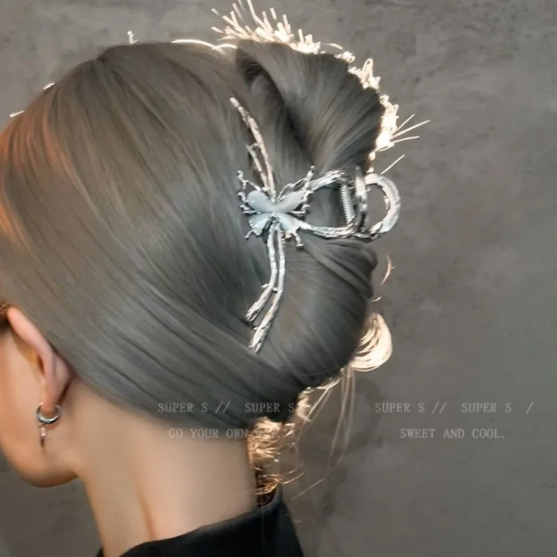 Металлическая заколка для волос в форме бабочки кошачий глаз головной убор 2023 модный дизайн индивидуальные заколки для волос с серебряным опалом для женщин аксессуары для волос