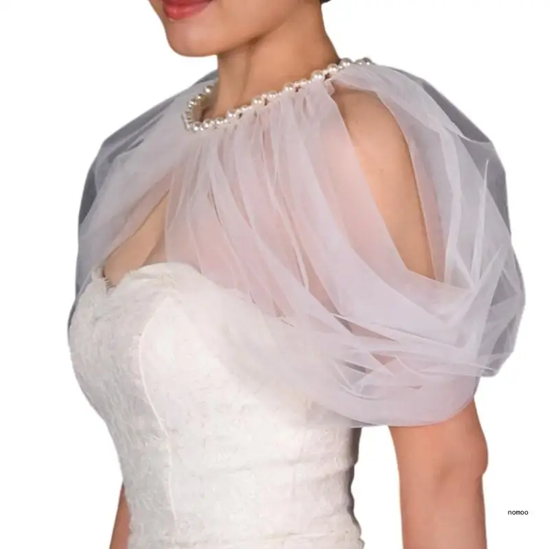 Тюлевая шаль для невесты вечерняя накидка свадебного костюма черный жемчуг