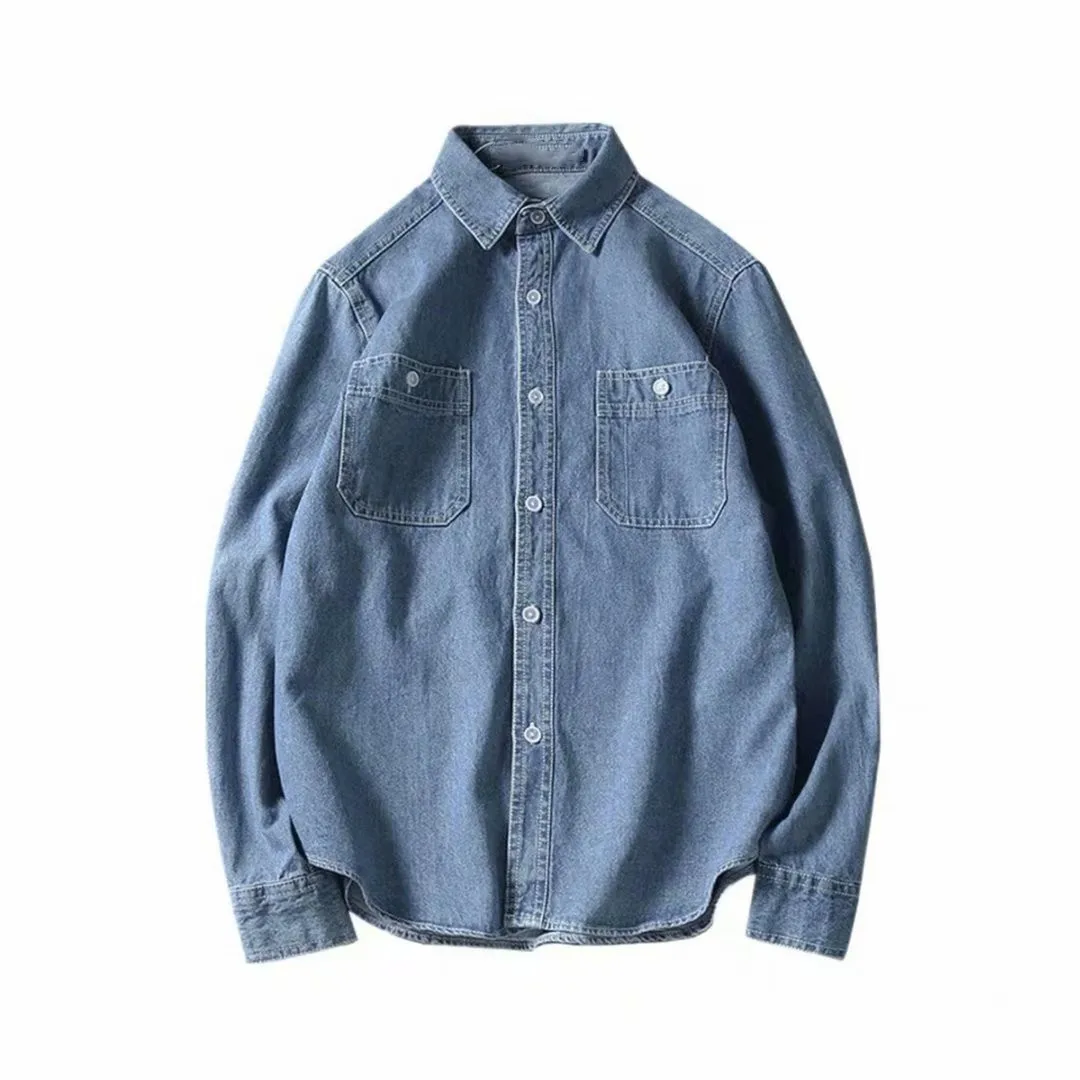 Denim Shirt Cardigan Coat For Men Korean Kpop Jacket Grunge Clothes Punk Oversized Japanese Streetwear Unisex Casual Clothing