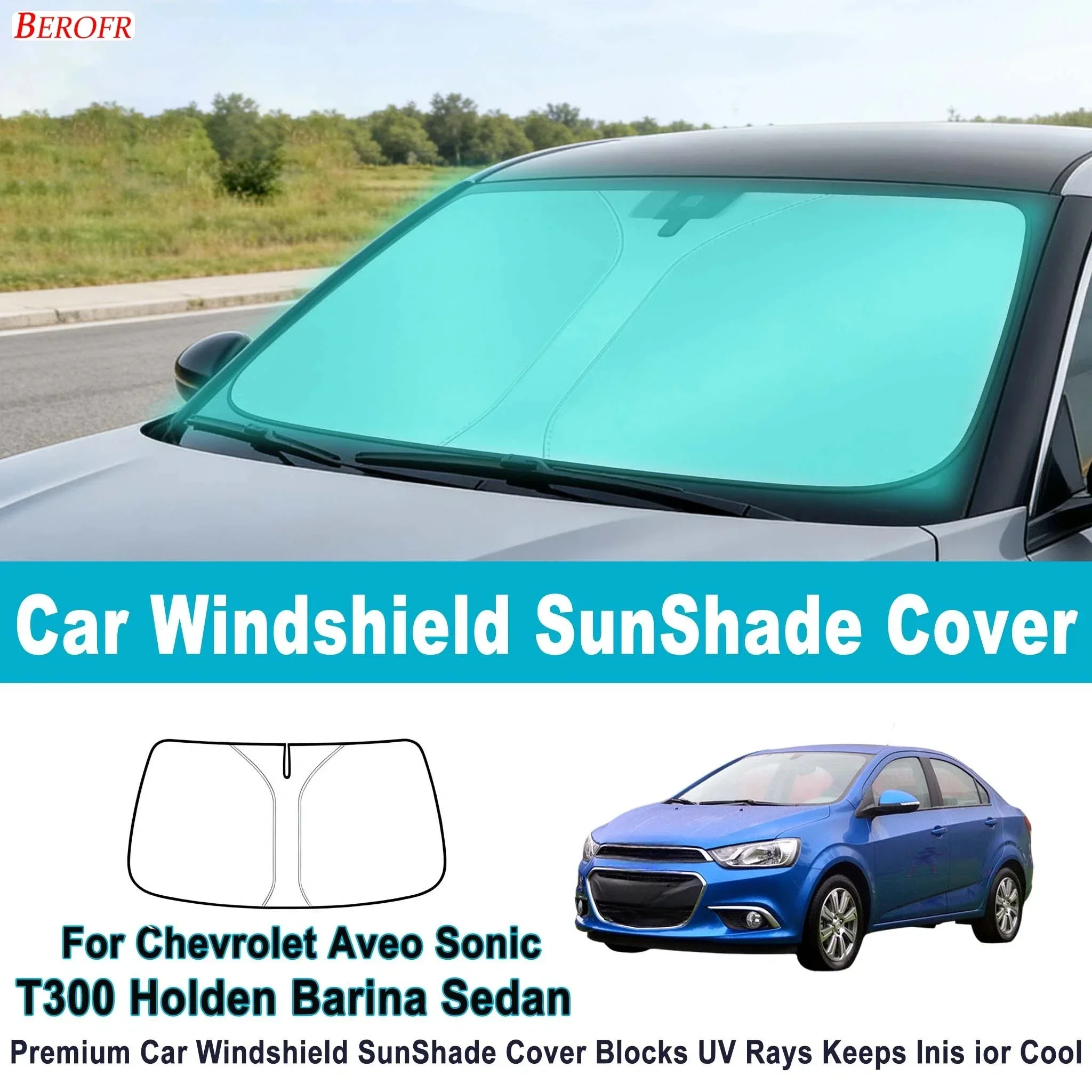 Фото Солнцезащитный экран на лобовое стекло для Chevrolet Aveo Sonic T300 Holden Barina Sedan 2012-2017, теплоизоляционный чехол на переднее окно №2