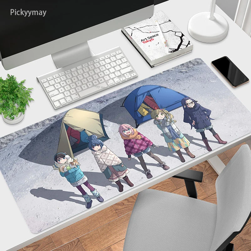 

Large Gaming Mousepad Yuru Camp Anime Mouse Pad Computer Mouse Mat Gamer Desk Play Mats Kawaii Pc Keyboard Carpet Locking Edge