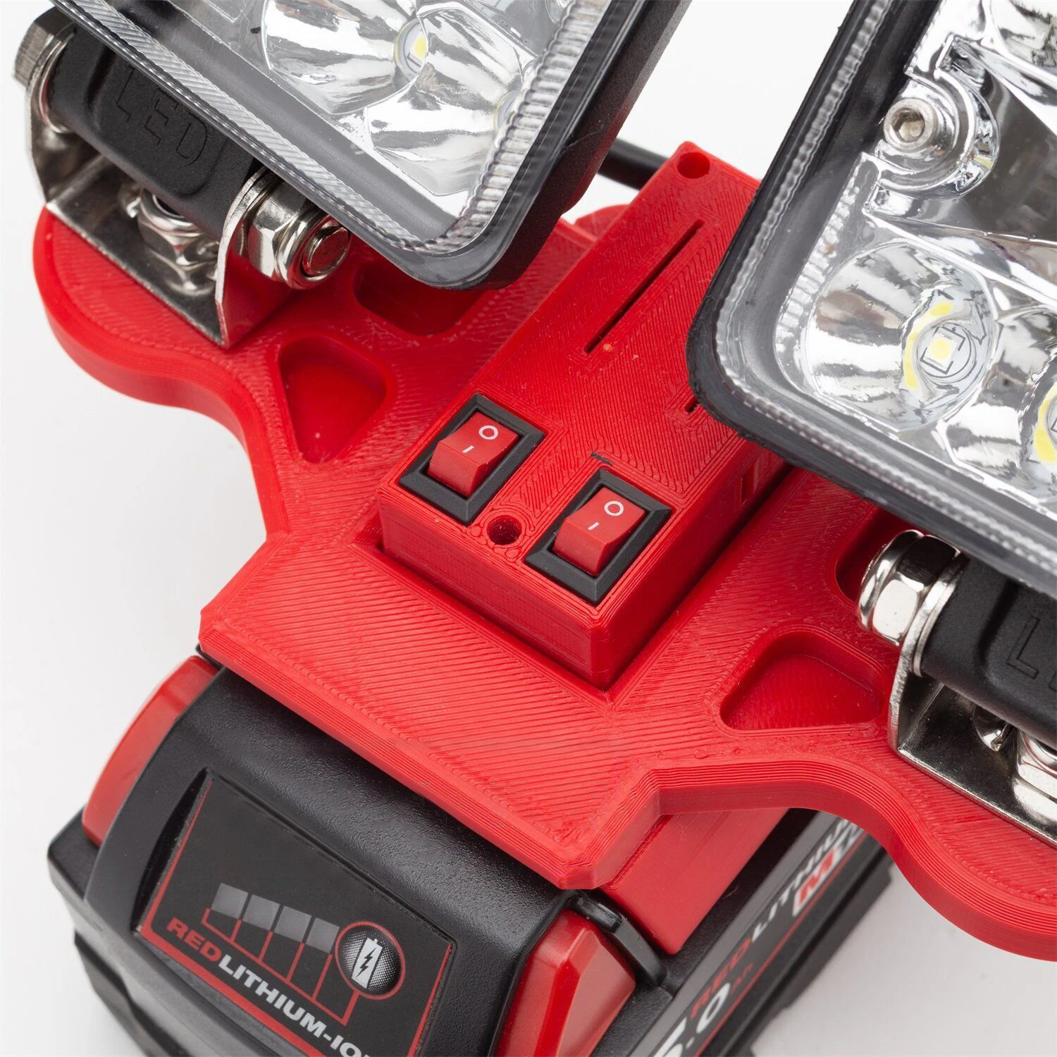 Work Light 1800 Lumens  For  Milwaukee M18 18V Dual 36W Red High And Low Flashing 18 Lamp Bead 3-Speed Adjustment Square 3-Inch enlarge