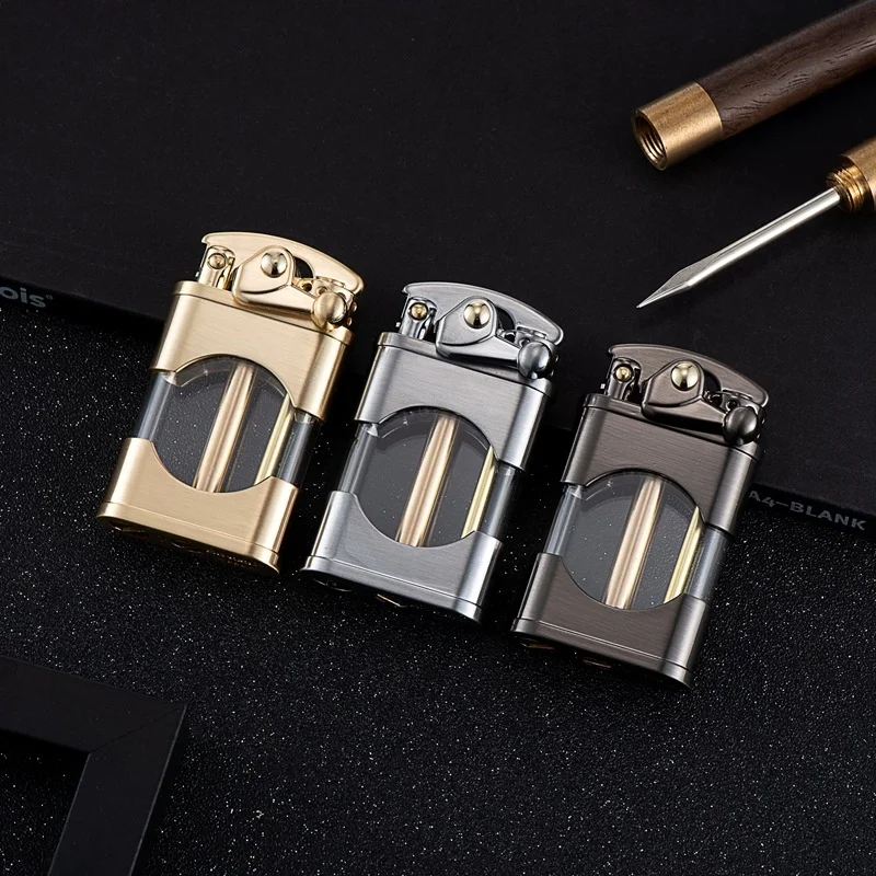 

Transparent Oil Warehouse Brass Rocker Kerosene Lighter With Color Oil Creative Lighter