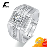new men ring 925 silver jewelry accessories with zircon gemstones open finger rings for wedding promise party gifts wholesale