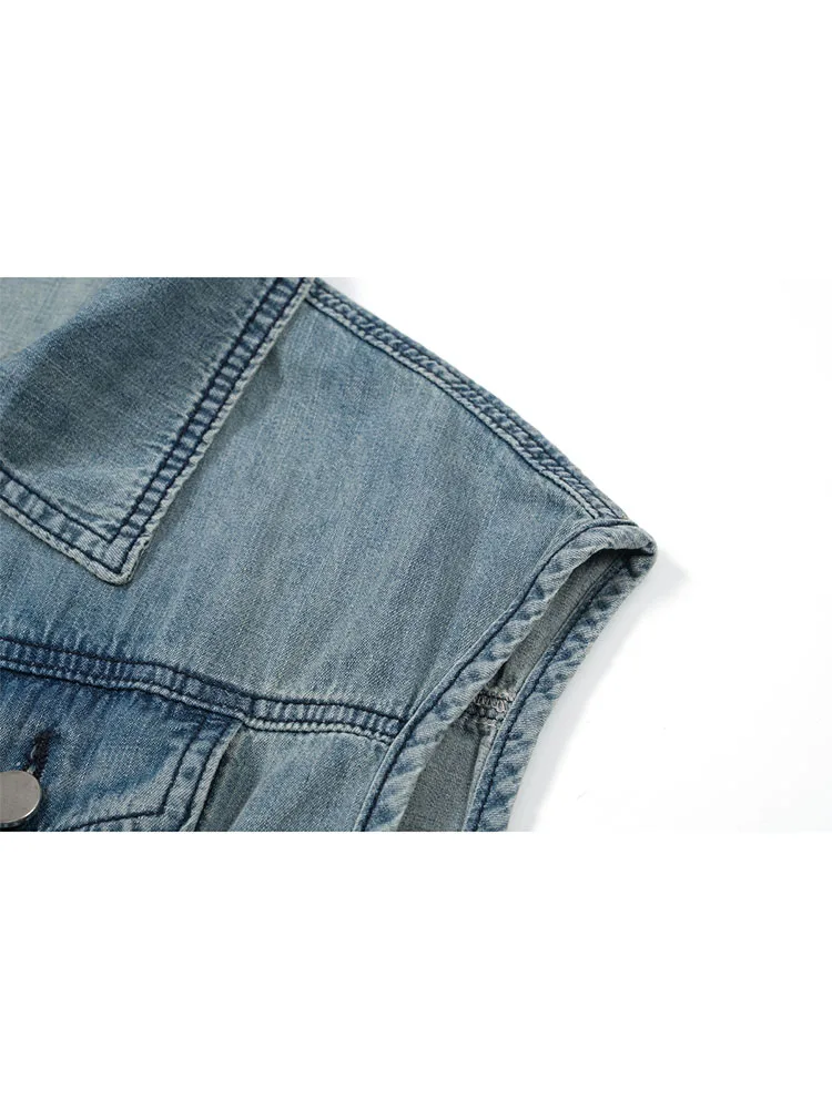 Женское джинсовое платье-поло без рукавов элегантное ТРАПЕЦИЕВИДНОЕ цельное