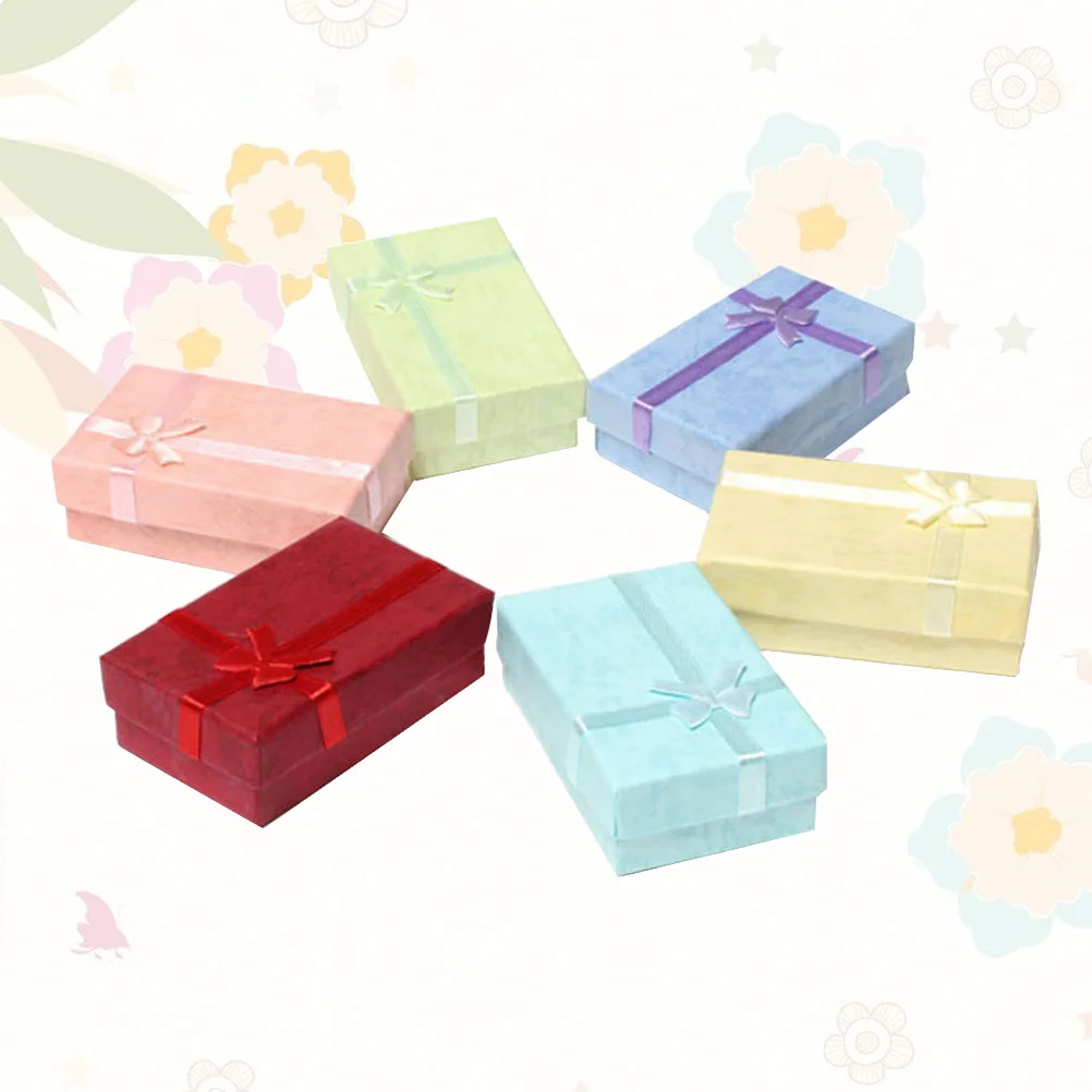 

Box Gift Jewelry Wrapping Boxes Paper Bowknot Cardboardbridalssmall Wedding Storageparty Shower Boxe Case Empty Ring Flat