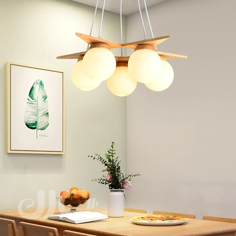 

JJC Simple Art Solid Wood Chandelier Nordic Log Style Restaurant Chandelier Wood Chandelier Log Homestay Chandelier