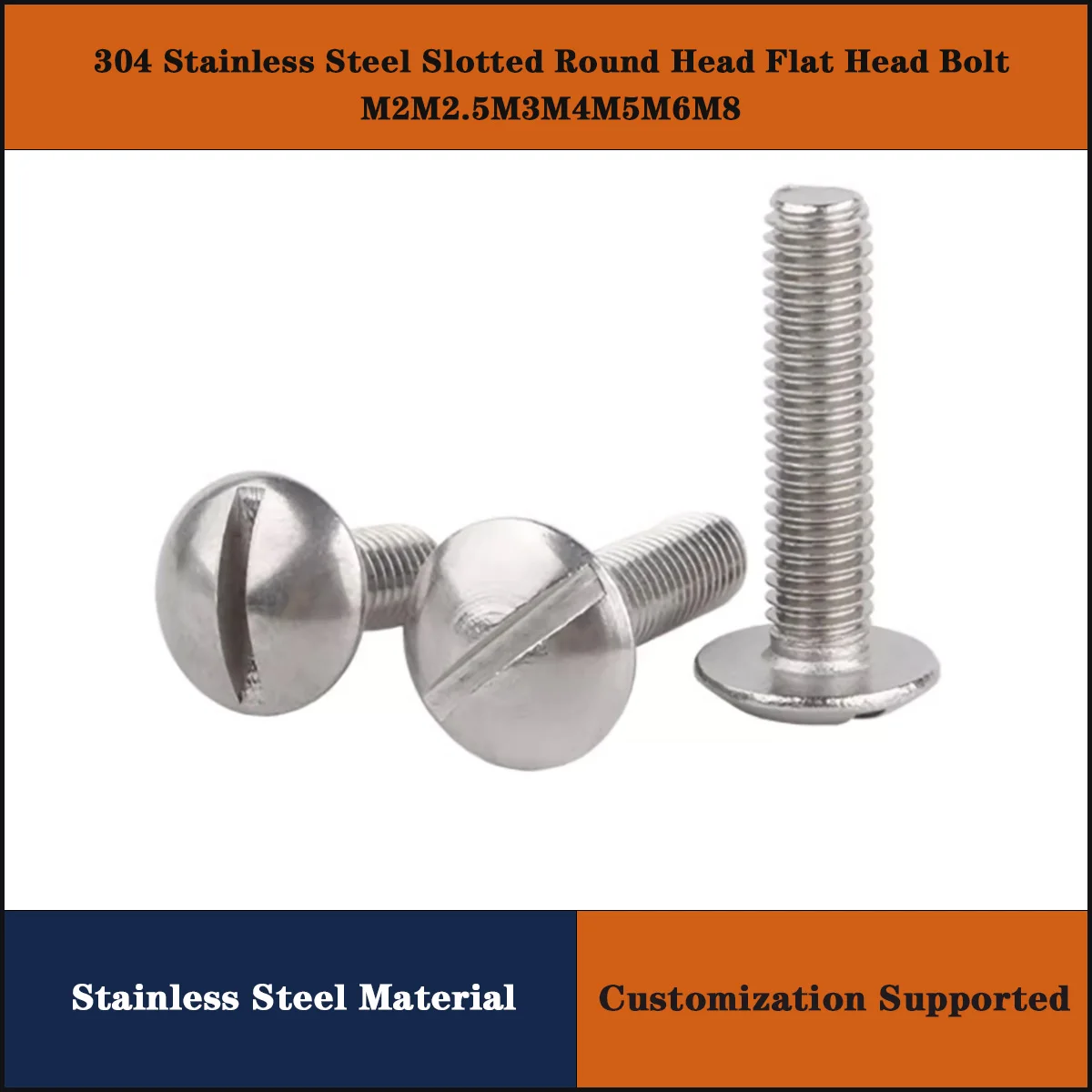 

304 нержавеющая сталь со шлицей и круглой головкой плоская головка болта