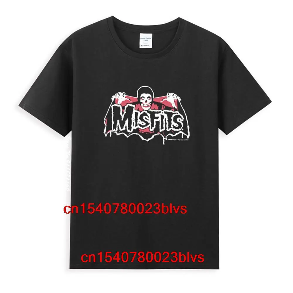 

Мужская классическая черная футболка Misfits Batfiend с красным логотипом, Новинка лета, Мужская популярная модель с короткими рукавами в стиле унисекс