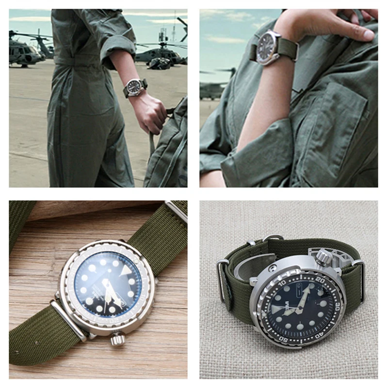 Ремешок нейлоновый для наручных часов R-olex S-eiko водонепроницаемый холщовый