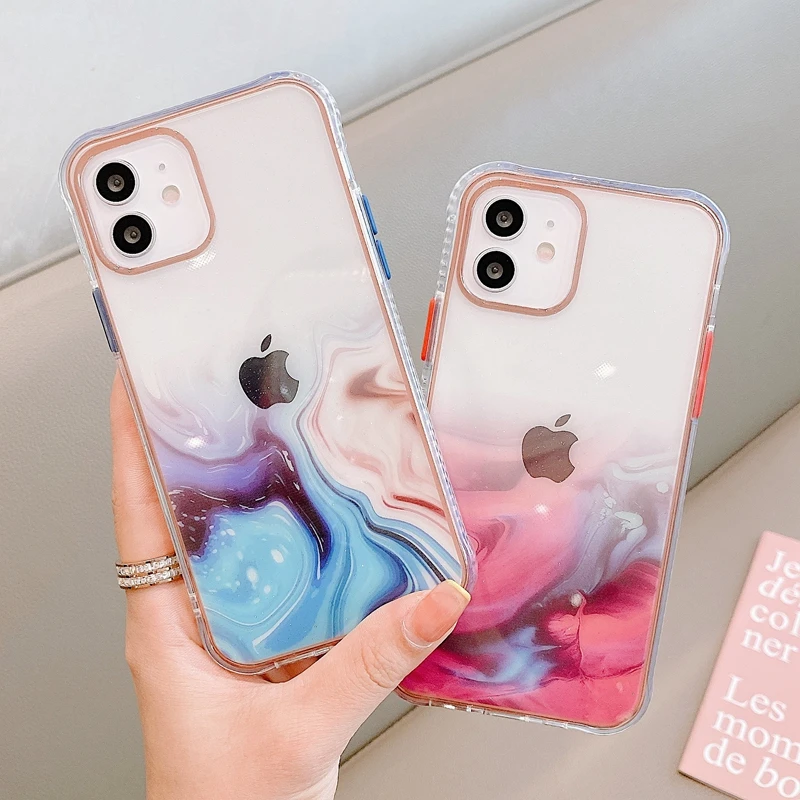 

Luxury Marble Phone Case For iPhone 11 12 Pro Max XS X XR 7 8 Plus SE 2020 Mini Shockproof Transparent Bumper Back Cover