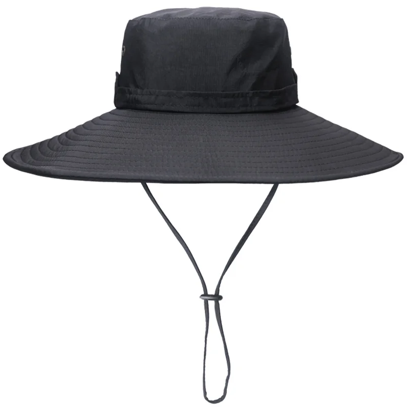 

Western Cowboy Mountaineering Boonie hat Men Outdoor Travel Panama Cap String Fisherman Hats Women Beach Wide Brim Bucket Hat