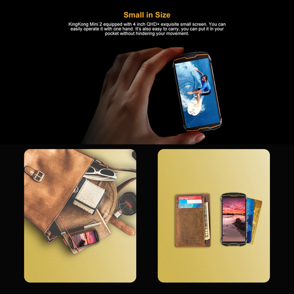 Cubot KingKong Mini 2 Rugged Phone Android 10 4.0″ QHD+ Display Dual-SIM 3GB+32GB Smartphone Face Recognition MT6761Quad-Core