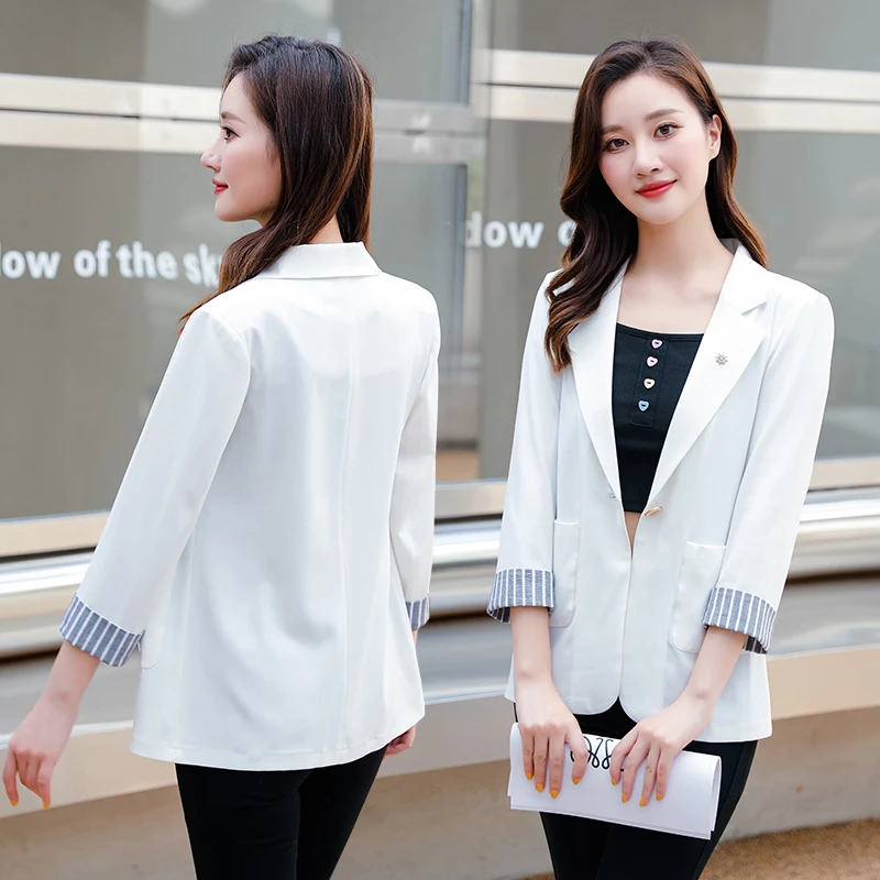 Black Women Blazer 2023 Formal Slim Blazers Lady Office Work  Pockets Jackets Coat Female Korea Casual Short Blazer Femme Top