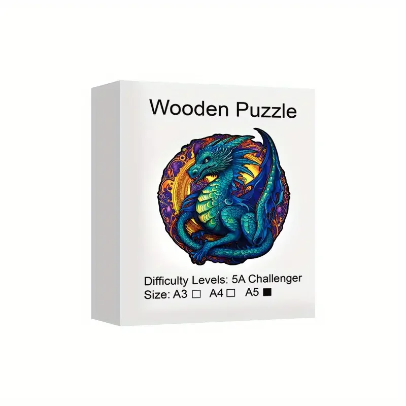 Dragon King Wooden Jigsaw Puzzle, Uniquely Irregular Animal Shaped Wooden Stress Relief Toy 6