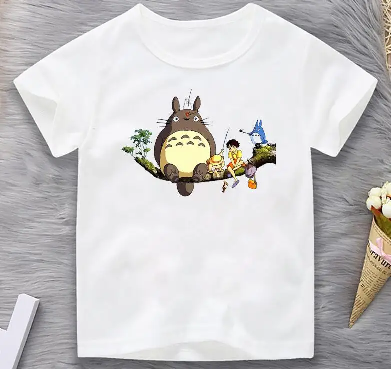 

Totoro Studio Ghibli Cartoon Print Tshirt Girls/Boys Kids Clothes Miyazaki Hayao Anime T Shirt Kawaii Children Clothing T-Shirt