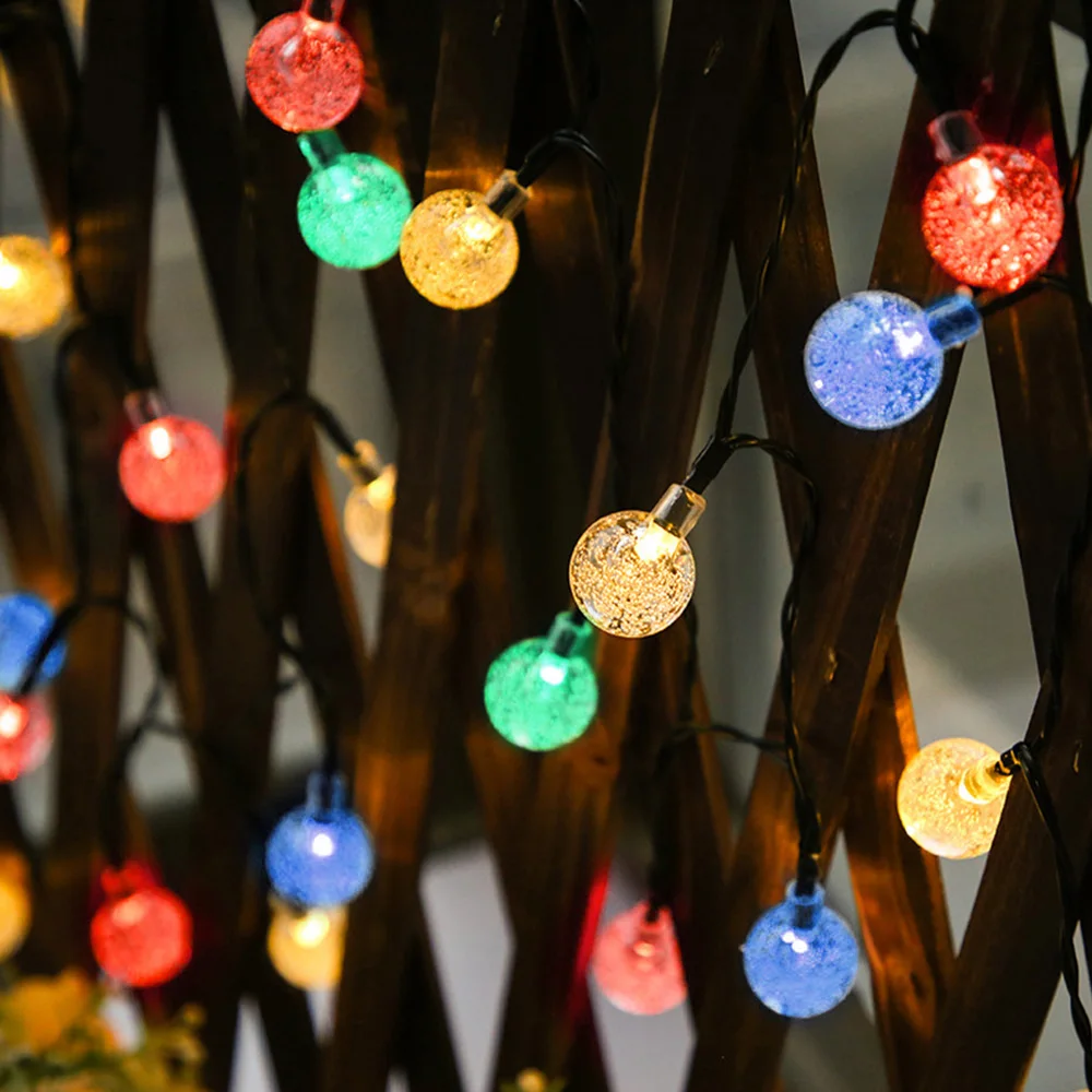 Солнечные гирлянды уличные 60-светодиодные хрустальные глобусы