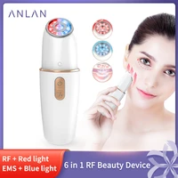 anlan 6 in 1 rf beauty device ems face lifting facial mesotherapy radio frequency red and blue colors ems rf facial massager