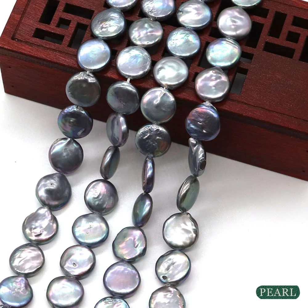 

Бусины Из Натурального пресноводного жемчуга, черные бусины в форме пуговиц, бижутерия «сделай сам», модные аксессуары для браслетов и ожерелий