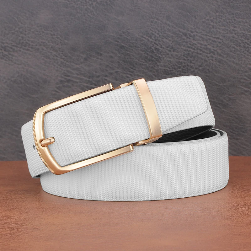 Student Jeans White Waist Strap Fashion Famous Waistband Luxury BrandCasual Genuine Leather Pin Buckle Belts Men Ceinture Homme