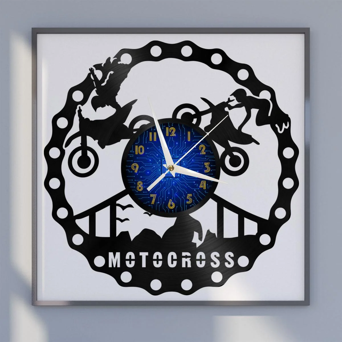

Motocross 2 Vinyl Wall Clock, Vinyl Record Clock Wall Art Silent & Non-ticking