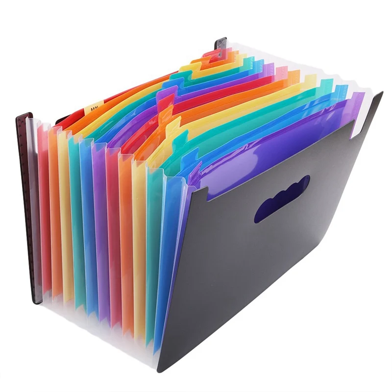 

Rainbow Color File Folder Document Bag Receipt File Expanding Wallet Bill Folders Pockets Document Organizer Office Supply