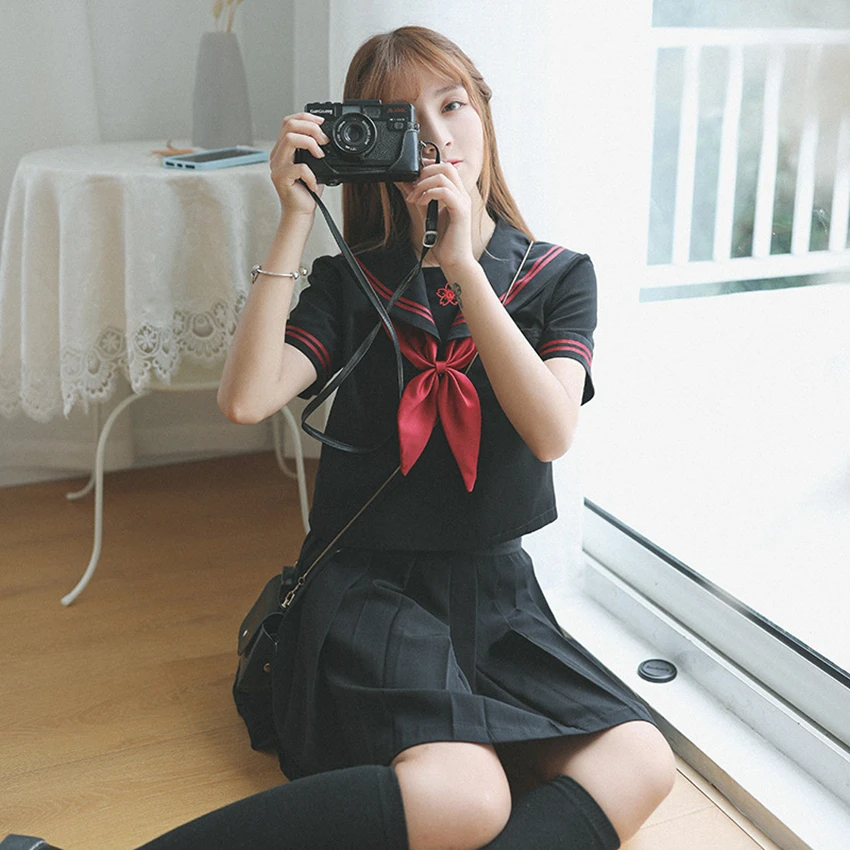 

Japanese Korea Style Jk School Uniform Sailor Dress Suit Girls Short&Long Sleeve Hell Pleated Skirt Academy Anime Kawaii Cosplay