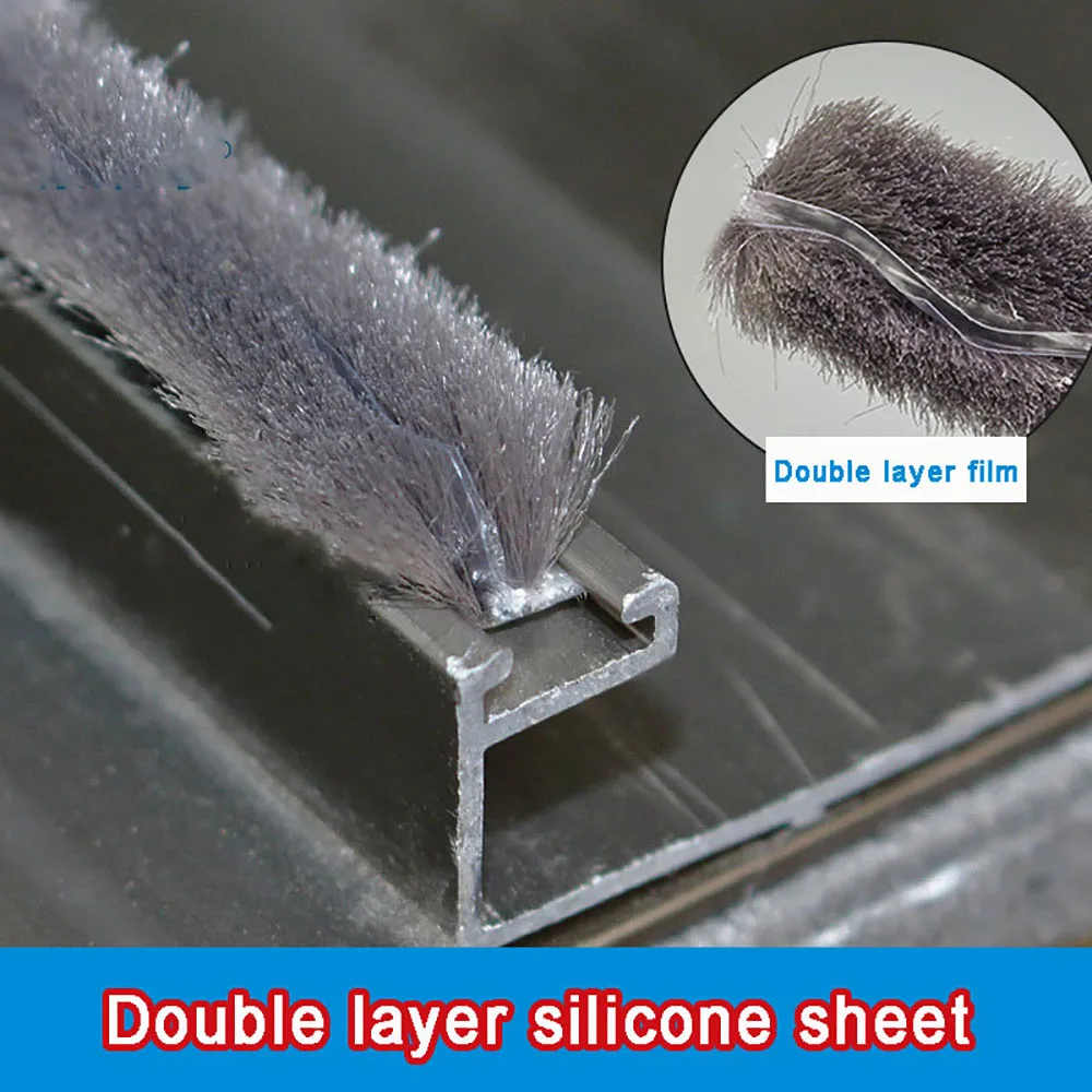 

2M Plug-in Type Brush Strip whit Silicone sheet Door Window Sealing Strip Sound Insulation Draught Excluder Brush Strip Gasket