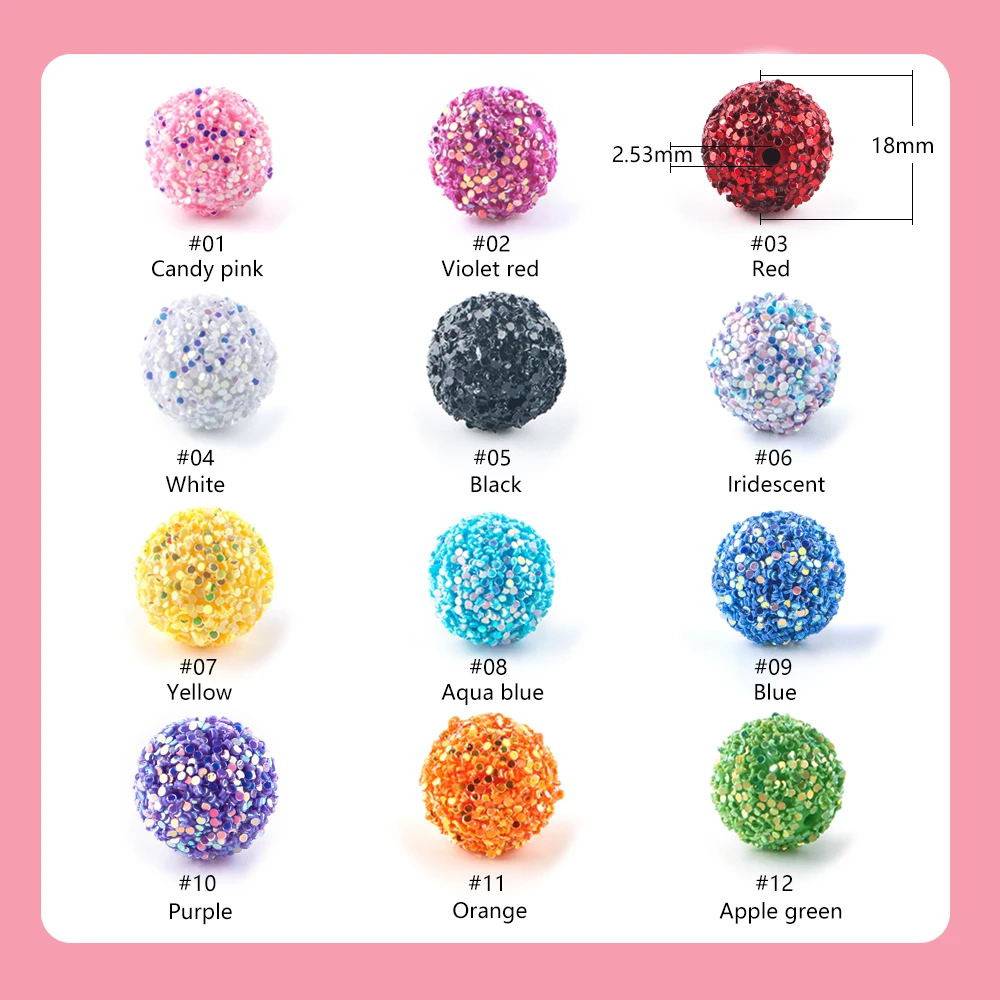 10/20Pcs 18MM Acrylic Round Bead Mermaid Tears Sequins Bead Sequins Pasting Process For Jewelry Making Bracelets DIY Accessories