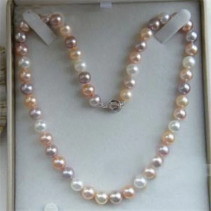 

Genuine Natural 7-10MM Multicolor Akoya Freshwater Cultured Pearl Necklace 18"