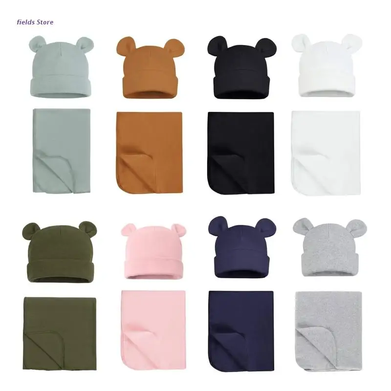 

Newborn Swaddle Wrap Blanket Sleepsack Hat Set for 0-3-6M Babies Gender Neutral