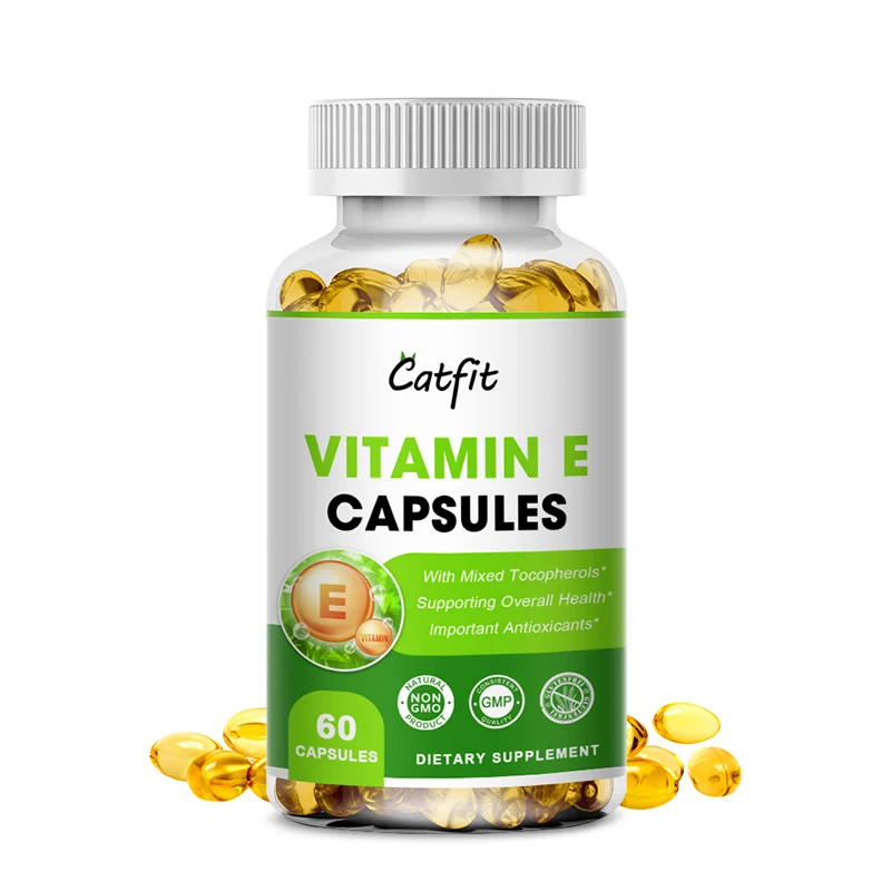 Catfit Vitamin E Capsules Supports Hair Nail Skin Eye Immune Cardiovascular Reproductive System Health  Antioxidant Anti-aging