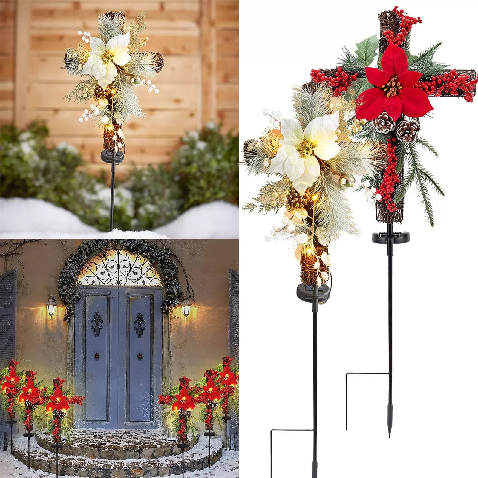 

Christmas Artificial Flower Lawn Lamps Ground Insertion Outdoor Garden Lawn Lamp Lámpara De Césped Decoración De Navidad 2023