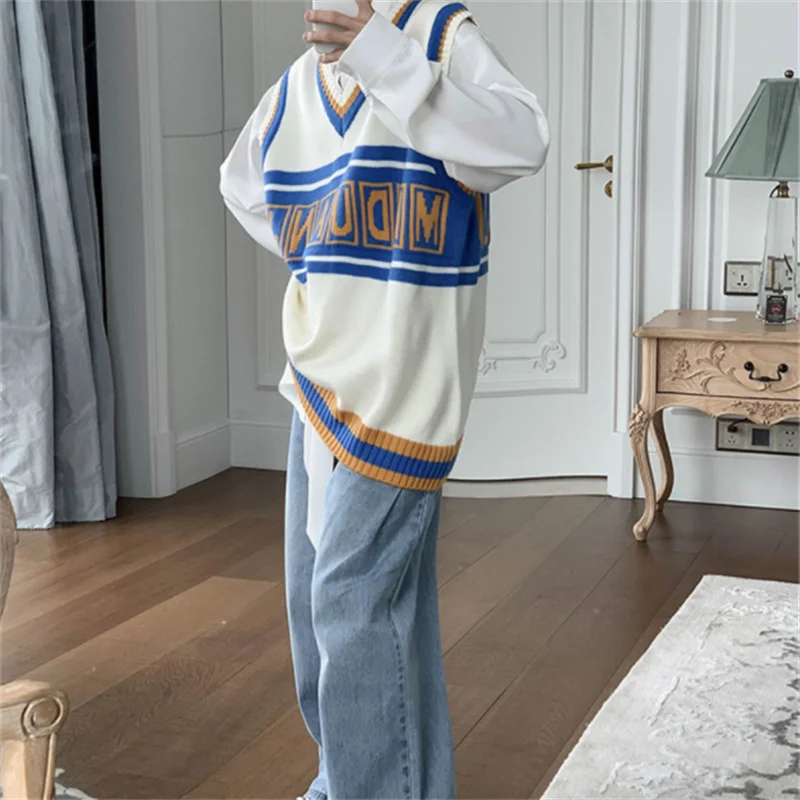 Трикотажный мужской жилет модная повседневная весенняя одежда с буквенным