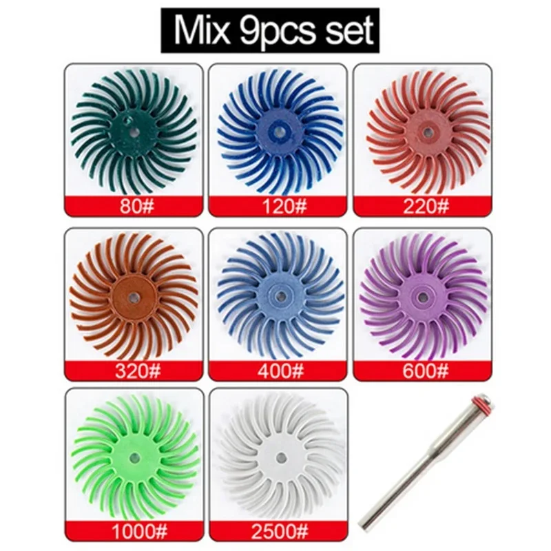 

1-дюймовый комплект дисков с радиальной щетиной, абразивная щетка 1/8 дюйма, 3 2,35 мм, хвостовик, полировальное колесо для аксессуаров для вращающихся инструментов