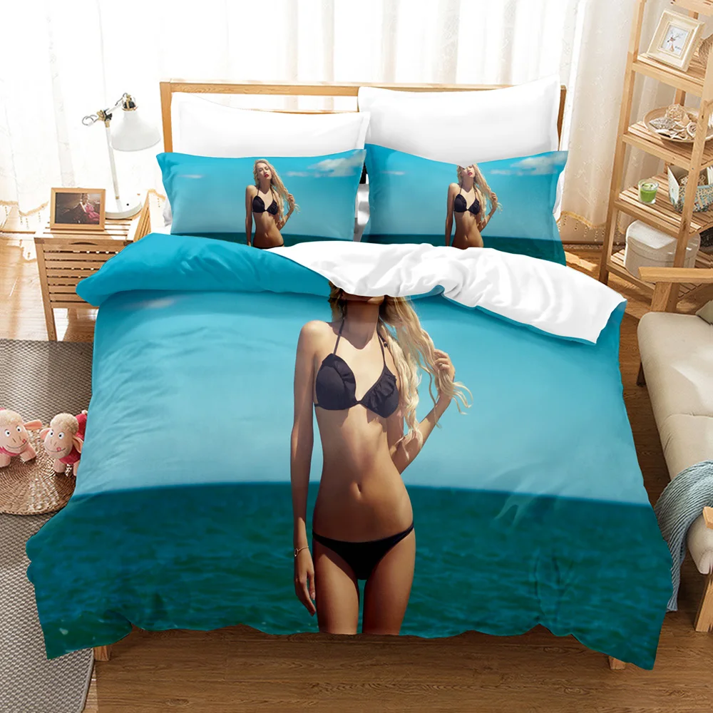 

Bikini beauty3D duvet cover, microfiber bedding set, 1* duvet cover, 2* pillowcase