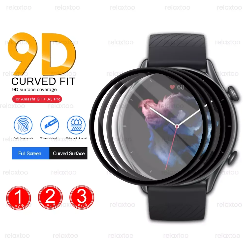 

1-3PCS 9D Curved Fiberglass Protective Film For Amazfit GTR3 GTR 3 Pro Smartwatch Display Screen Protector Cover Huami GTR-3 Pro