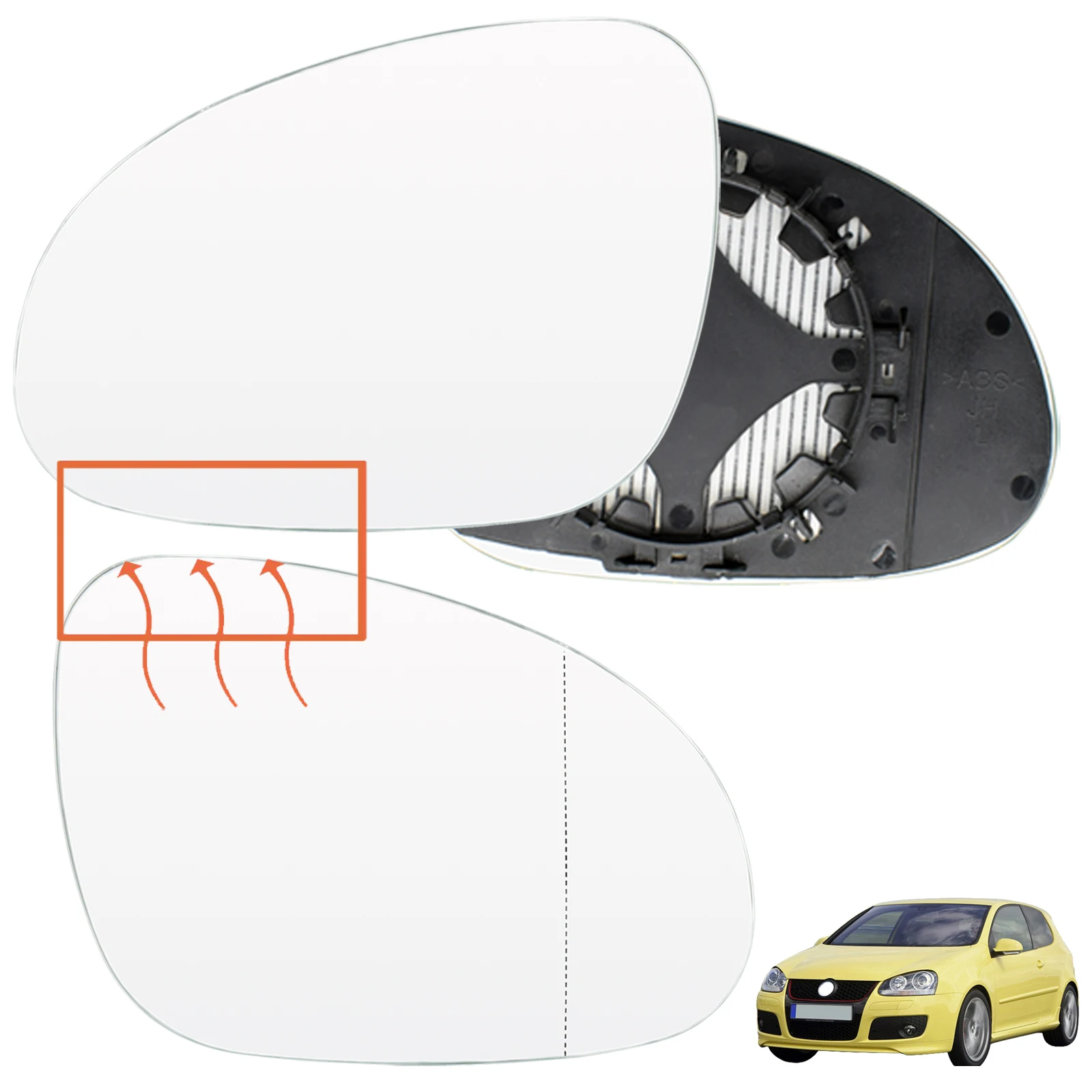 

Heated Left Right Car Rear View Door Wing Mirror Glass For VW Golf 5 Jetta Passat B6 Eos 2003 - 2008 Blind Spot Rearview Glasses
