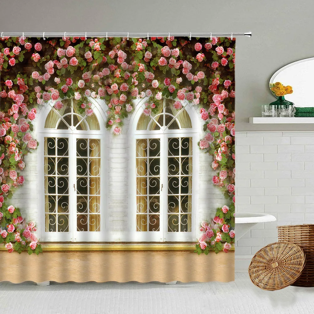 Занавеска для душа с мультяшными животными ручной росписи кошка птица кролик