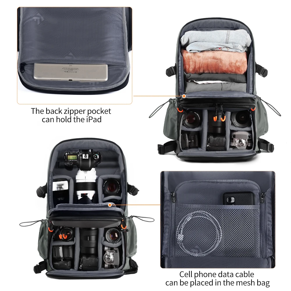 Рюкзак-трансформер K&F CONCEPT 32L 2-в-1 для фотоаппаратов Canon и Sony DSLR, с отделением для ноутбука, водонепроницаемый, с чехлом от дождя (art.: 3920dae34d377) - 3920dae34d377