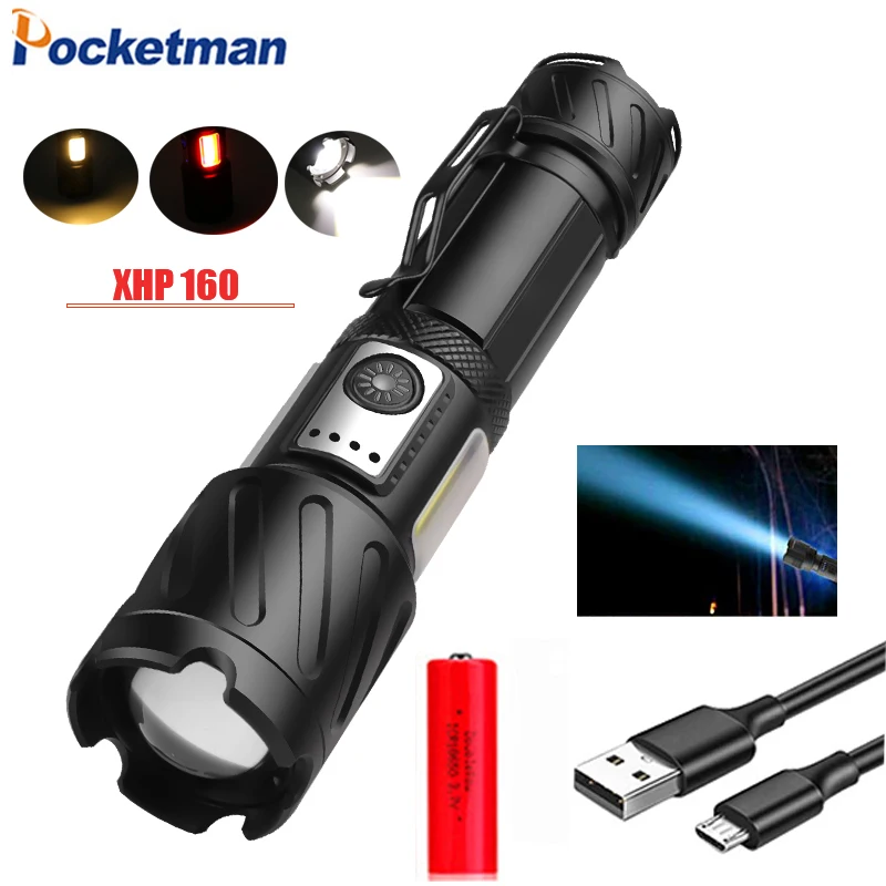 

New XHP160/XHP99 LED Flashlight Tactical Flashlight Self-defense Flashlight USB Rechargeable Flashlight Waterproof Torch
