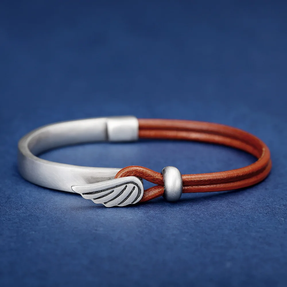 Мужской плетеный браслет ручной работы из воловьей кожи |